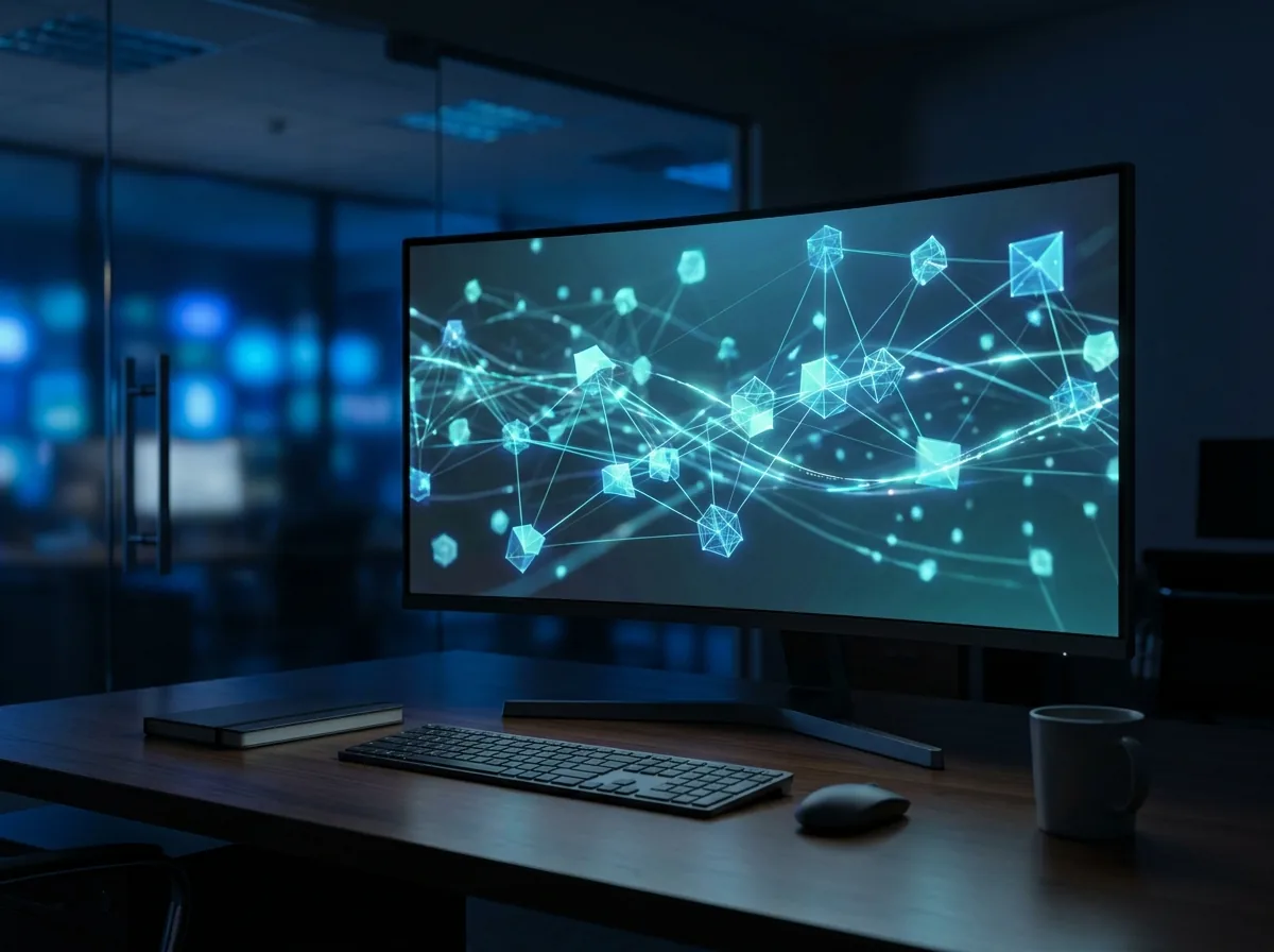 Workspace illustrating connected digital information